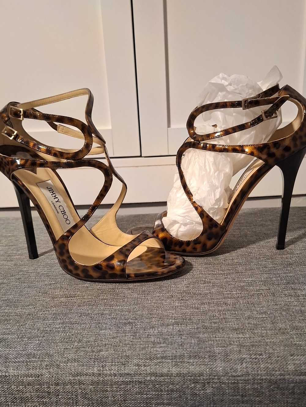 Jimmy‎ Choo Leopard-Pattern Strappy Stiletto Sandals - Brown